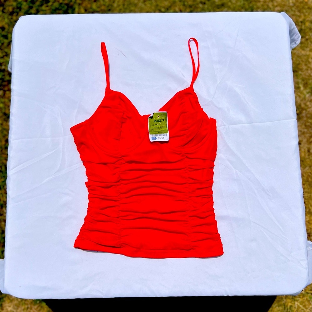Red just polly tight fitting tank top